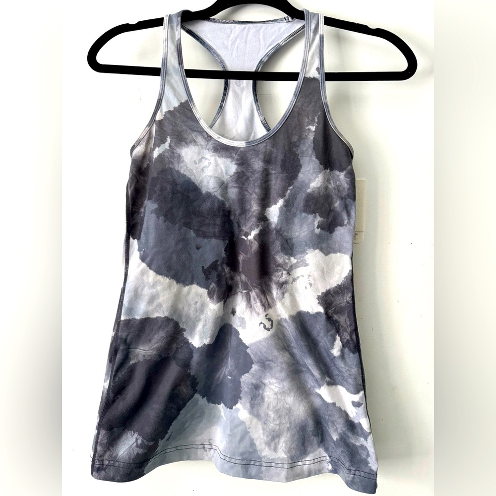 Lululemon Athletica Cool Racerback Tie Dye Tank Gray And White size 6
